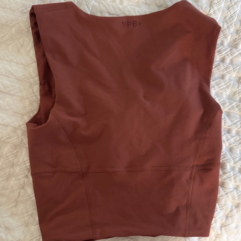 Women's Square Neck Cropped Tank Top - Rust, medium - Picture 3 of 3